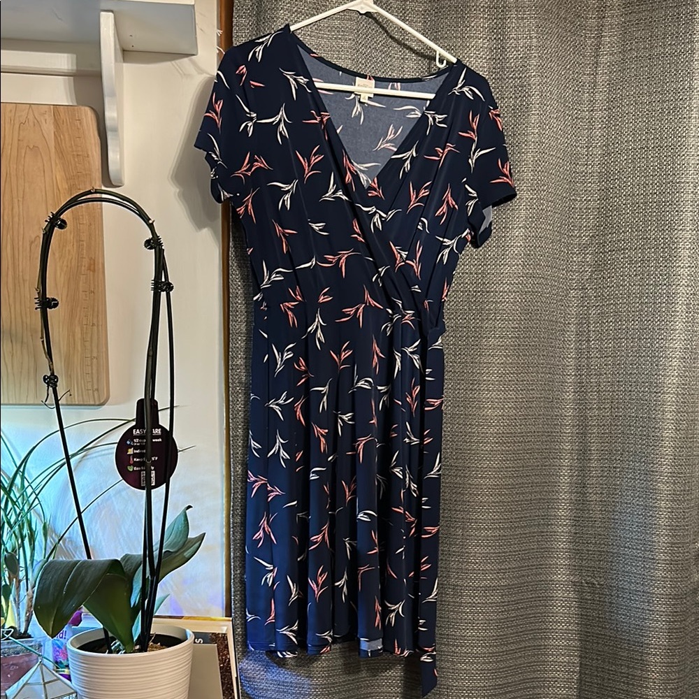 Floral Wrap Dress in Navy by Kaileigh